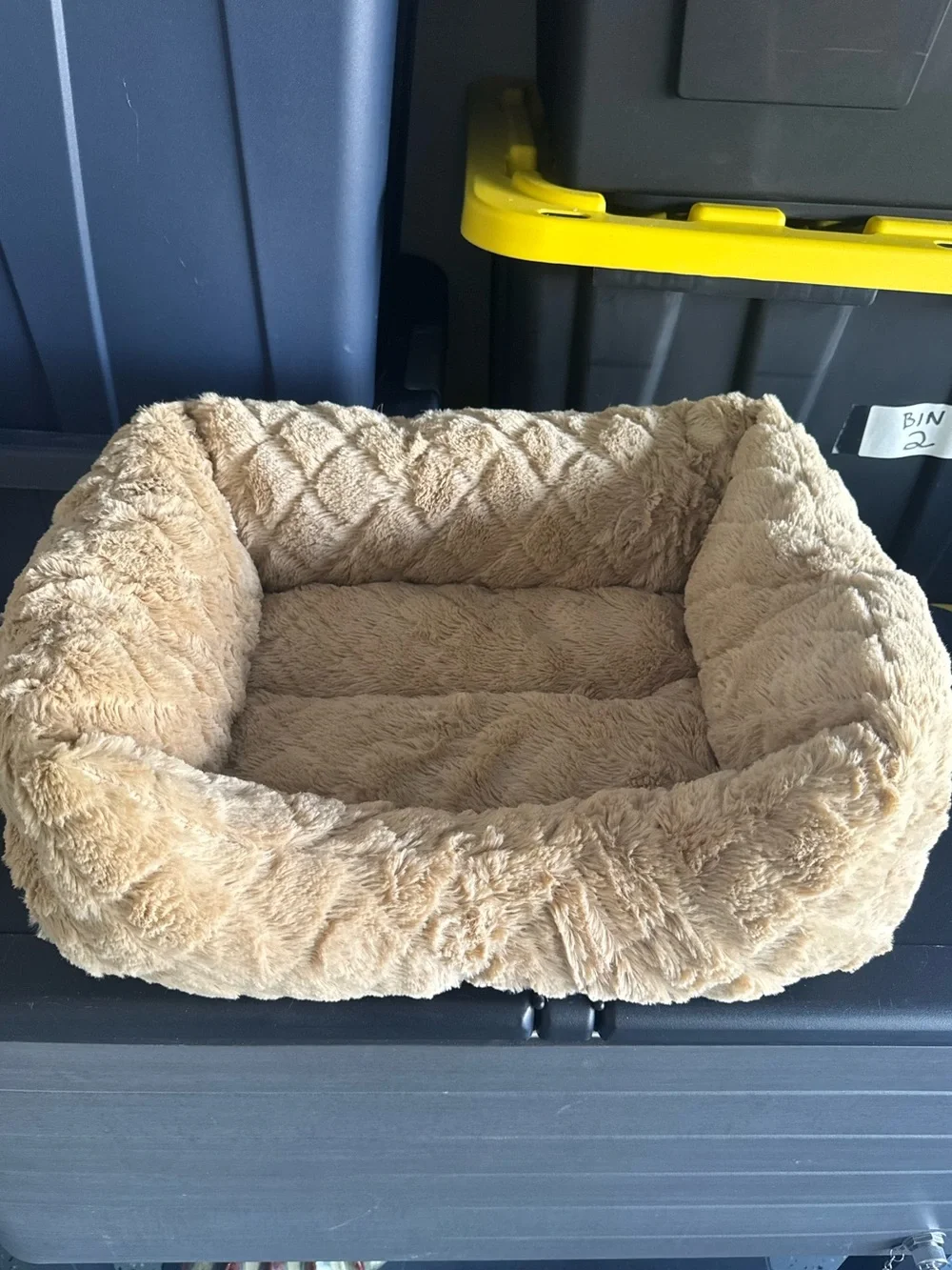 Plush Small Pet Bed in Tan - Cozy